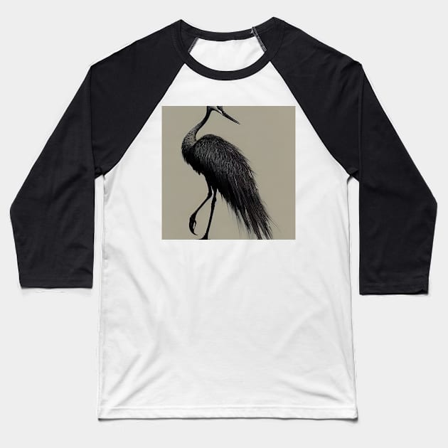 Inked Crane Baseball T-Shirt by Crestern